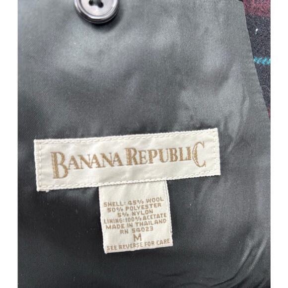 Vintage 80's Banana Republic Mens Plaid Wool Blend Jacket Academia Preppy Medium - Picture 4 of 12